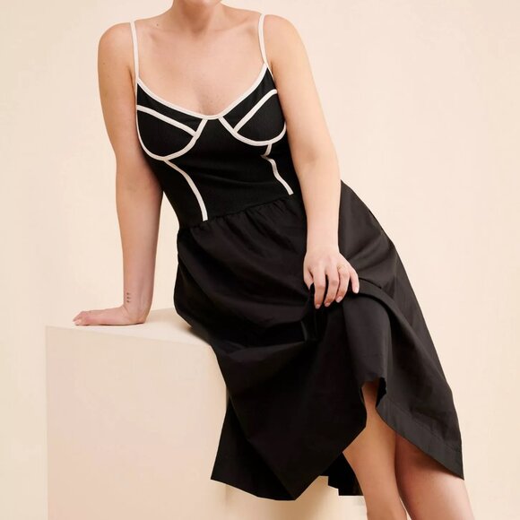 ANTHROPOLOGIE: Contrast Pipelined Corset Dress - Picture 1 of 4